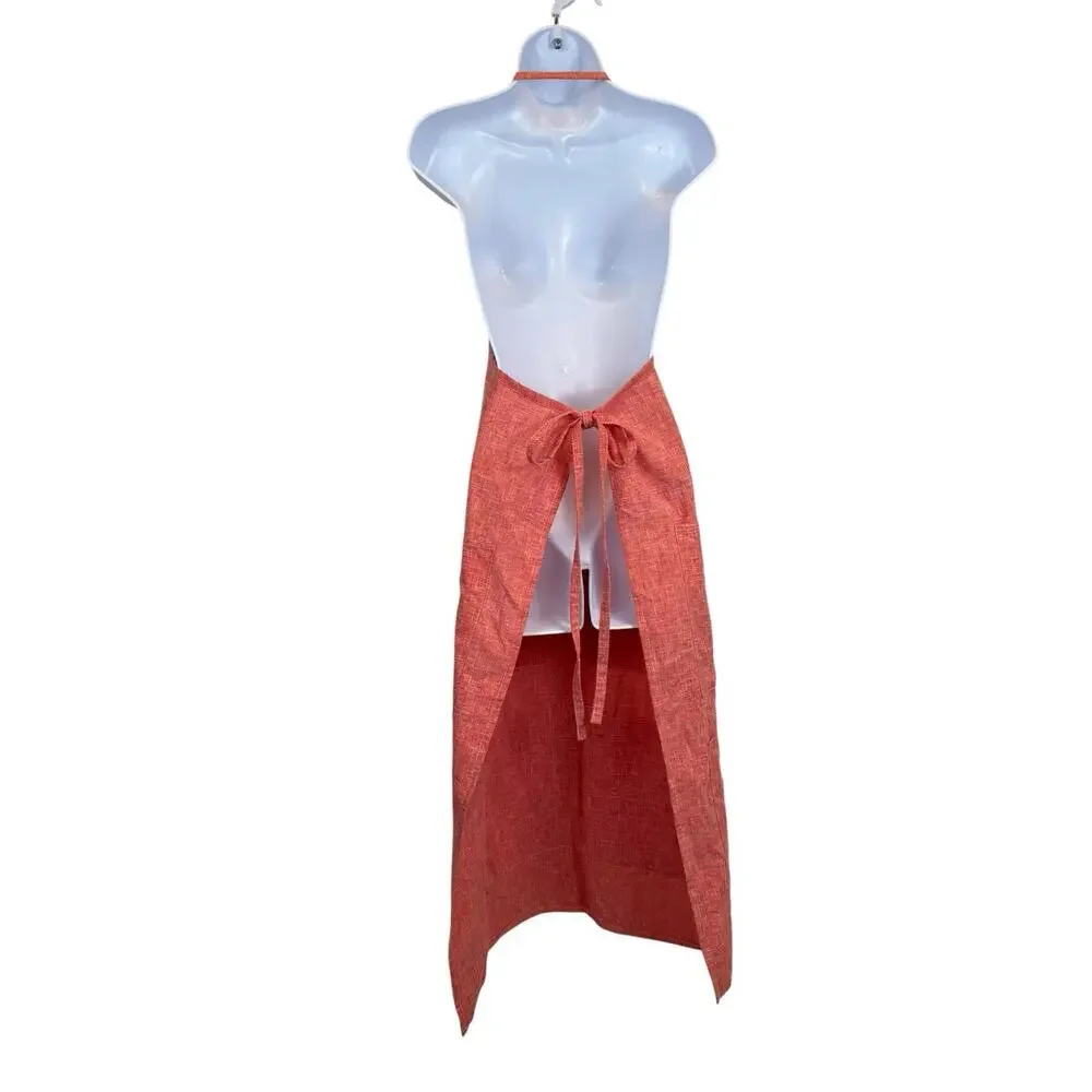 Vintage I Love Music Apron Red Full Length Applique Number Pockets Retro Kitchen